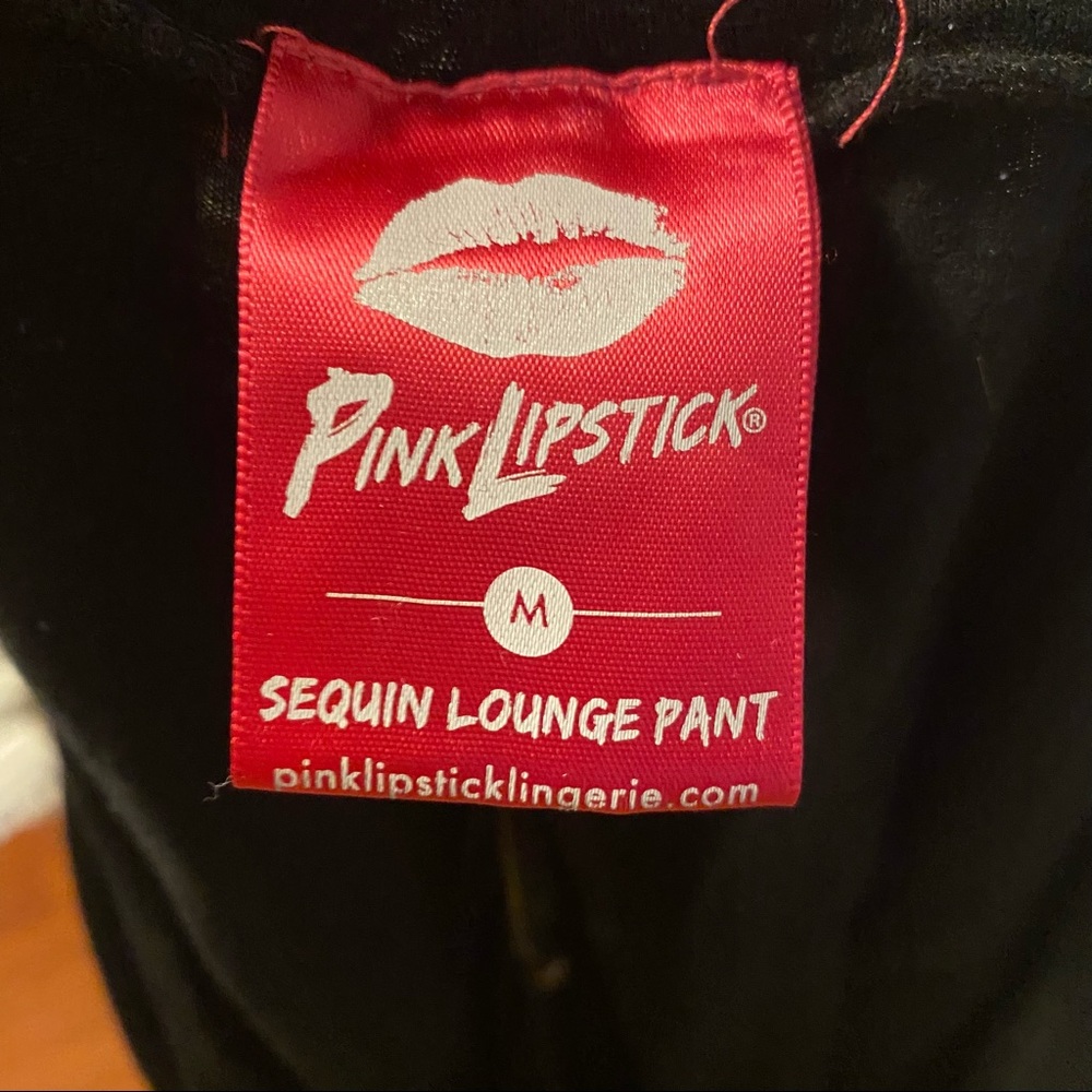 Women’s pink lipstick sequin lounge pants